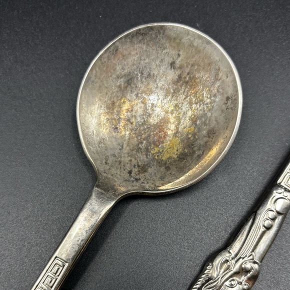 (2) Antique WNK (Worthy Noble & Kent) silver plated spoons 8” - Picture 4 of 7
